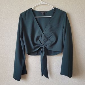 Forever 21 Green Cropped Longsleeve Top